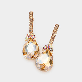 Teardrop Stone Accented Evening Earrings