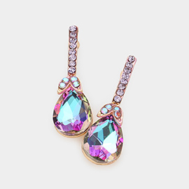 Teardrop Stone Accented Evening Earrings