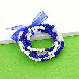 6PCS - Game Day Beaded Stretch Bracelets