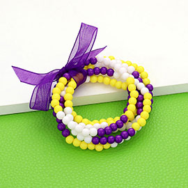 6PCS - Game Day Beaded Stretch Bracelets