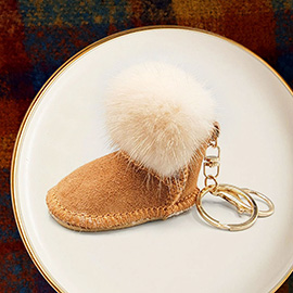 Faux Fur Pom Pom Boot Keychain