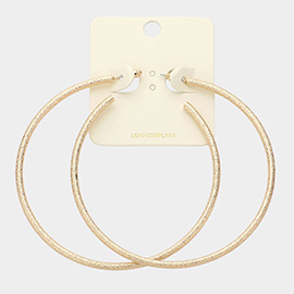 3.25 Inch Frosted Metal Hoop Earrings