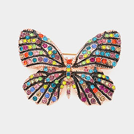 Rhinestone Embellished Butterfly Pin Brooch