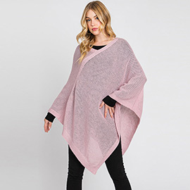 Solid Knit Loose Fit Poncho