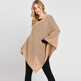 Solid Knit Loose Fit Poncho