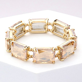 Emerald Cut Stone Stretch Evening Bracelet