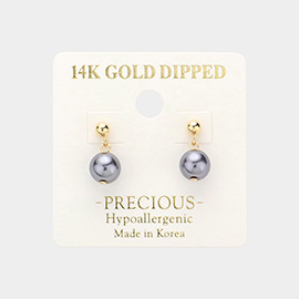 14K Gold Dipped Pearl Dangle Earrings