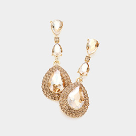 Triple Teardrop Stone Link Dangle Evening Earrings