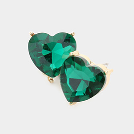 Heart Stone Evening Stud Earrings