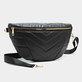 Chevron Patterned Solid Sling Bag