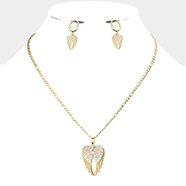 CZ Embellished Wings Pendant Necklace