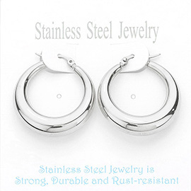 Stainless Steel Hoop Pin Catch Earrings