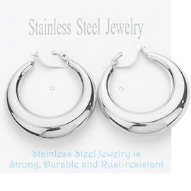 Stainless Steel 1.5 Inch Metal Hoop Pin Catch Earrings