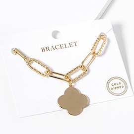 Gold Dipped Quatrefoil Charm Bracelet