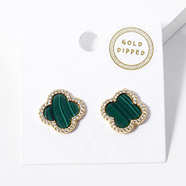 Gold Dipped Quatrefoil Stud Earrings