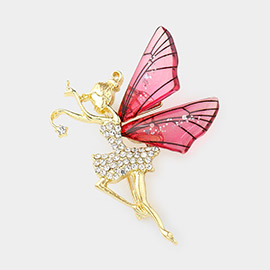 Rhinestone Embellished Tinkerbell Fairy Pin Brooch