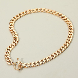 Gold Dipped Cuban Link Chain Toggle Necklace