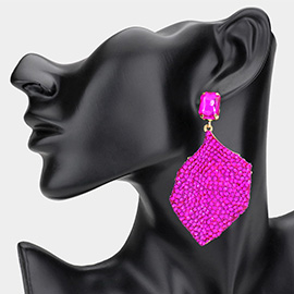 Rhinestone Embellished Leaf Dangle Earrings