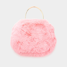 Solid Faux Fur Tote / Crossbody Bag