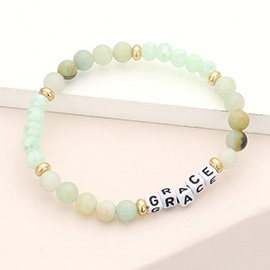 Grace Message Pearl Natural Stone Stretch Bracelet