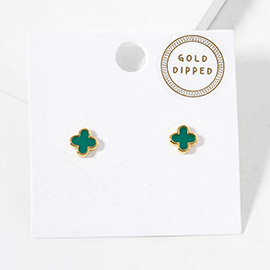 Gold Dipped Quatrefoil Stud Earrings