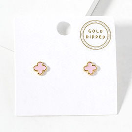 Gold Dipped Quatrefoil Stud Earrings