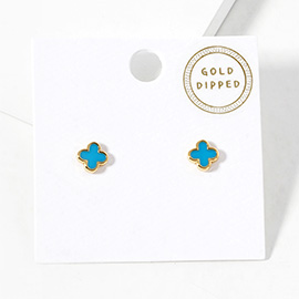 Gold Dipped Quatrefoil Stud Earrings