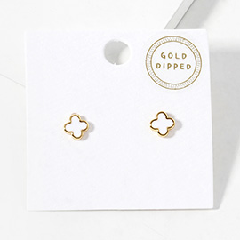 Gold Dipped Quatrefoil Stud Earrings