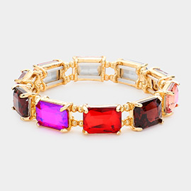 Emerald Cut Stone Stretch Evening Bracelet