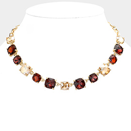 Cushion Square Stone Link Evening Necklace
