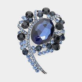 Oval Accented Bubble Stone Cluster Pin Brooch
