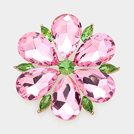 Teardrop Stone Accented Flower Pin Brooch