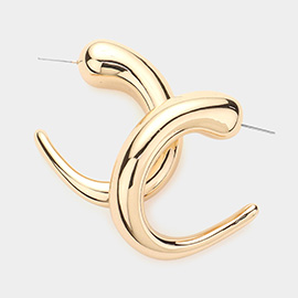 Abstract Metal Hoop Earrings