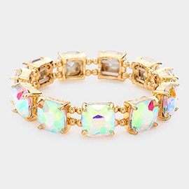 Cushion Square Stone Stretch Evening Bracelet