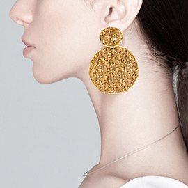 Rectangle Stone Accented Disc Linked Earrings