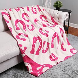 Reversible Horseshoe Patterned Throw Blanket