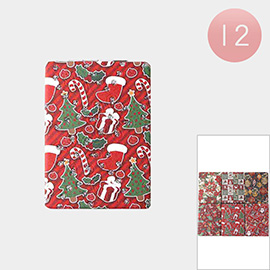 12PCS - Glittered Christmas Printed Cosmetic Mirrors