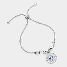 Evil Eye Charm Pull Tie Cinch Bracelet