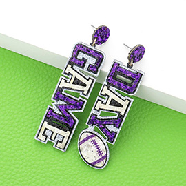 Game Day Message Football Bling Dangle Earrings