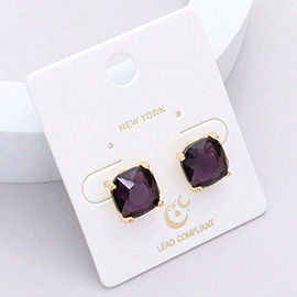 Cushion Square Stone Stud Evening Earrings