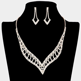 Rhinestone Paved V Shaped Necklace