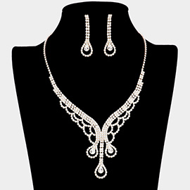 Teardrop Stone Accented Rhinestone Necklace