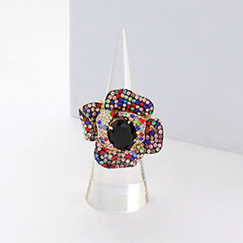 Rhinestone Embellished Flower Stretch Ring