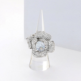 Rhinestone Embellished Flower Stretch Ring