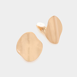 Brushed Wavy Metal Clip On Earrings