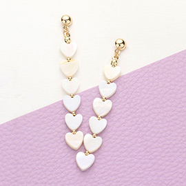 Mother Of Pearl Heart Link Dropdown Earrings