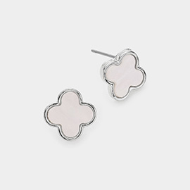 Mother Of Pearl Quatrefoil Stud Earrings