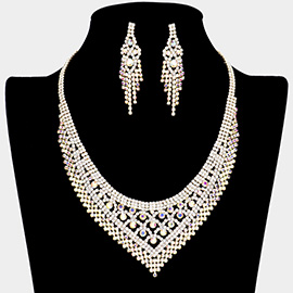 Rhinestone V Shaped Necklace