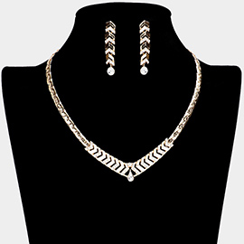 Rhinestone Paved V Shaped Necklace