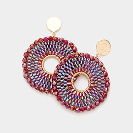 Faceted Beaded Circle Dangle Earrings